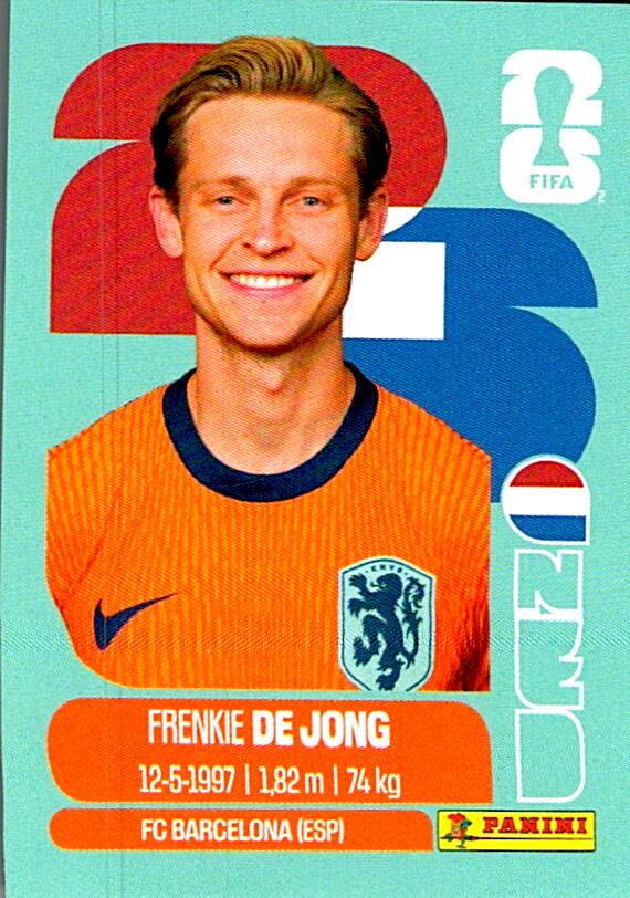 STICKERS FIFA WORLD CUP 2026 FRENKIE DE JONG NºNED 14