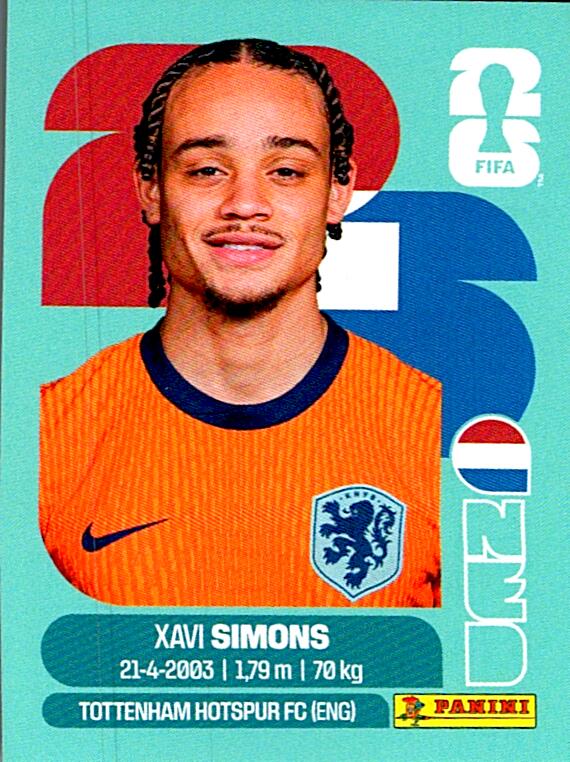 STICKERS FIFA WORLD CUP 2026 XAVI SIMONS NºNED 15