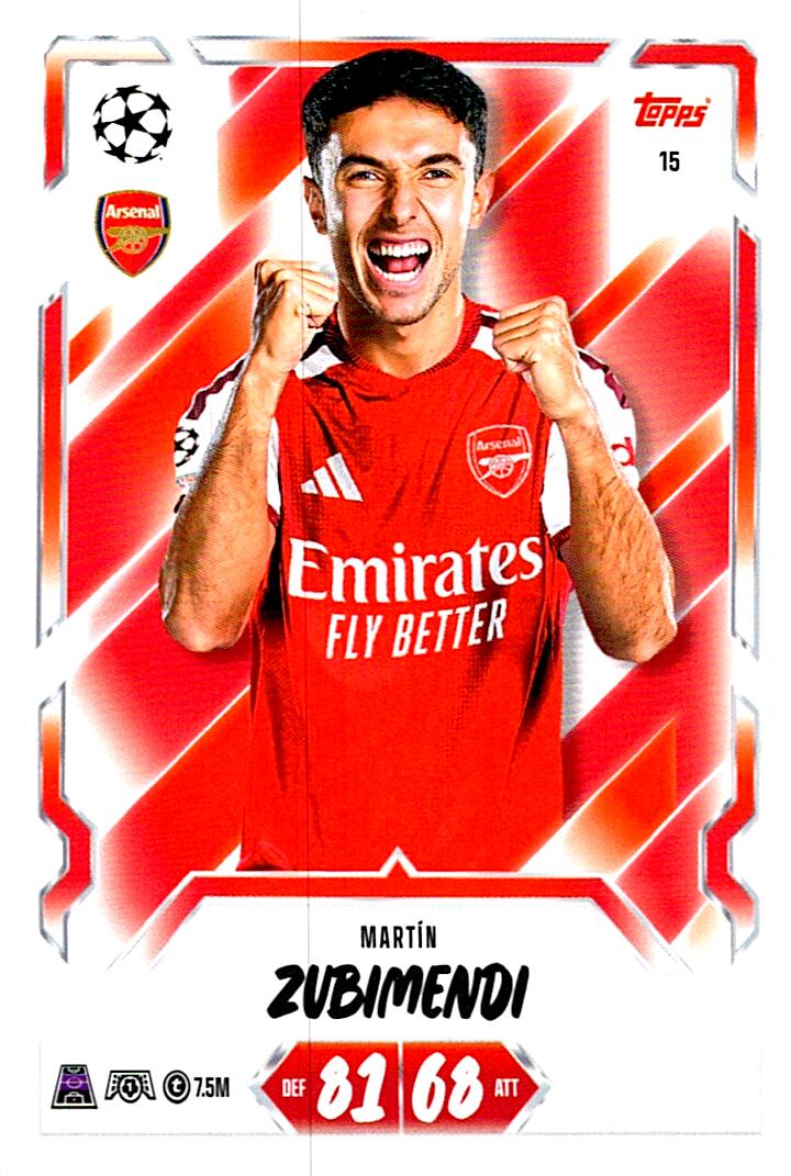 MATCH ATTAX CHAMPIONS LEAGUE 2026/2027 MARTIN ZUBIMENDI ARSENAL Nº15