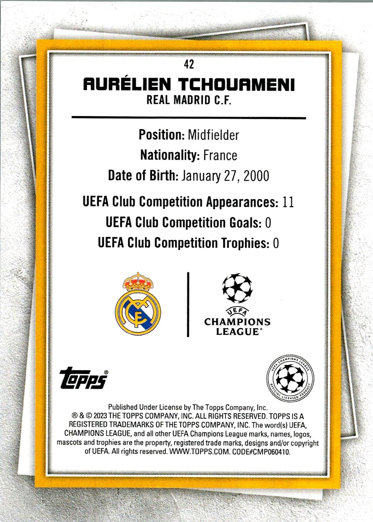 TOPPS SUPERSTAR 2022/2023 TCHOUAMENI Nº42