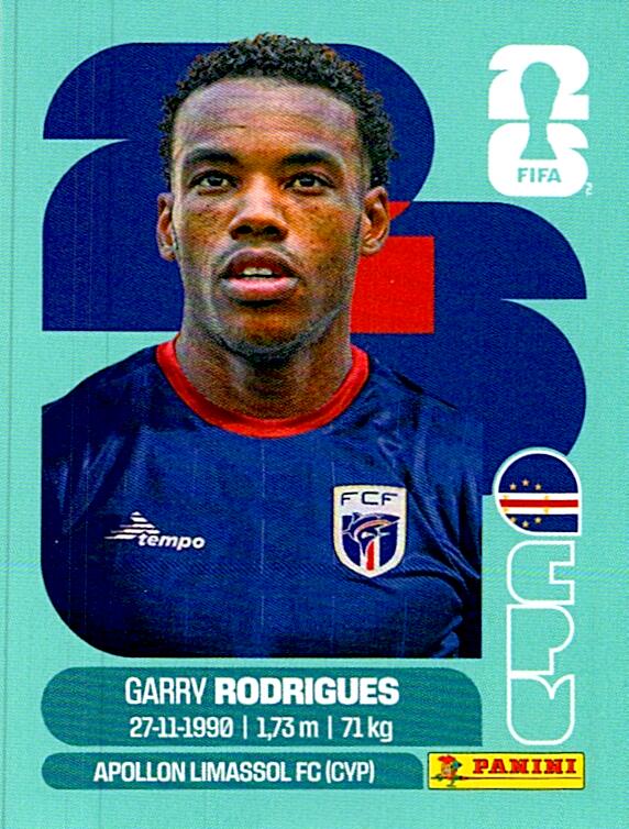 STICKERS FIFA WORLD CUP 2026 GARRY RODRIGUES NºCPV 15