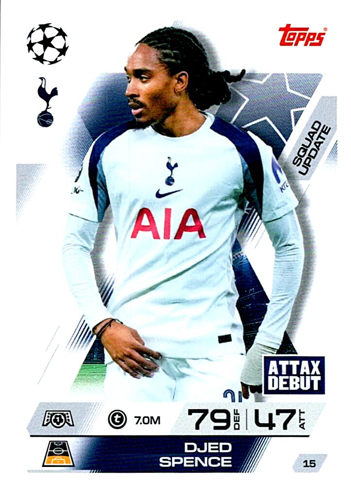 TOPPS MATCH ATTAX EXTRA 2025/26 DJED SPENCE Nº15