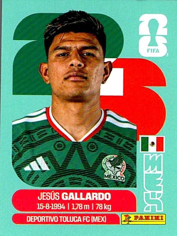 STICKERS FIFA WORLD CUP 2026 JESUS GALLARDO NºMEX 6