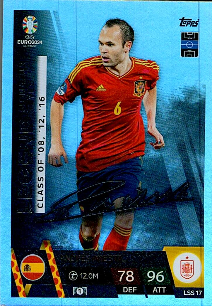 TOPPS MATCH ATTAX UEFA EURO 2024 ANDRES INIESTA SIGNATURE STYLE NºLSS17