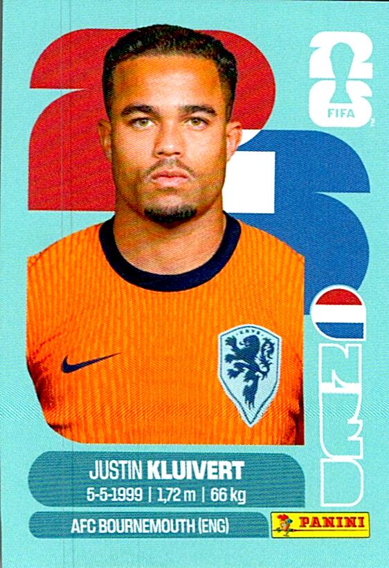 STICKERS FIFA WORLD CUP 2026 JUSTIN KLUIVERT NºNED 16