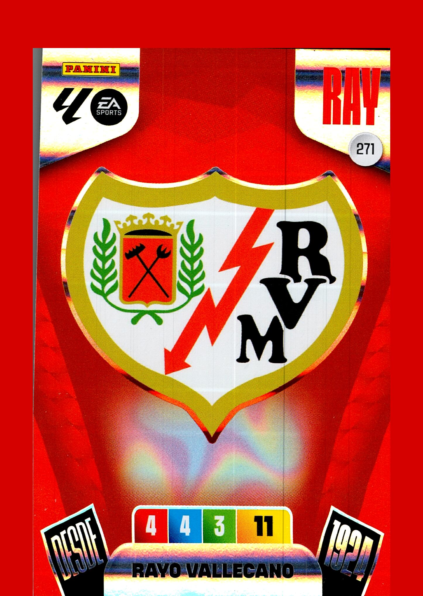 ADRENALYN LA LIGA 2025/2026 ESCUDO RAYO VALLECANO Nº271