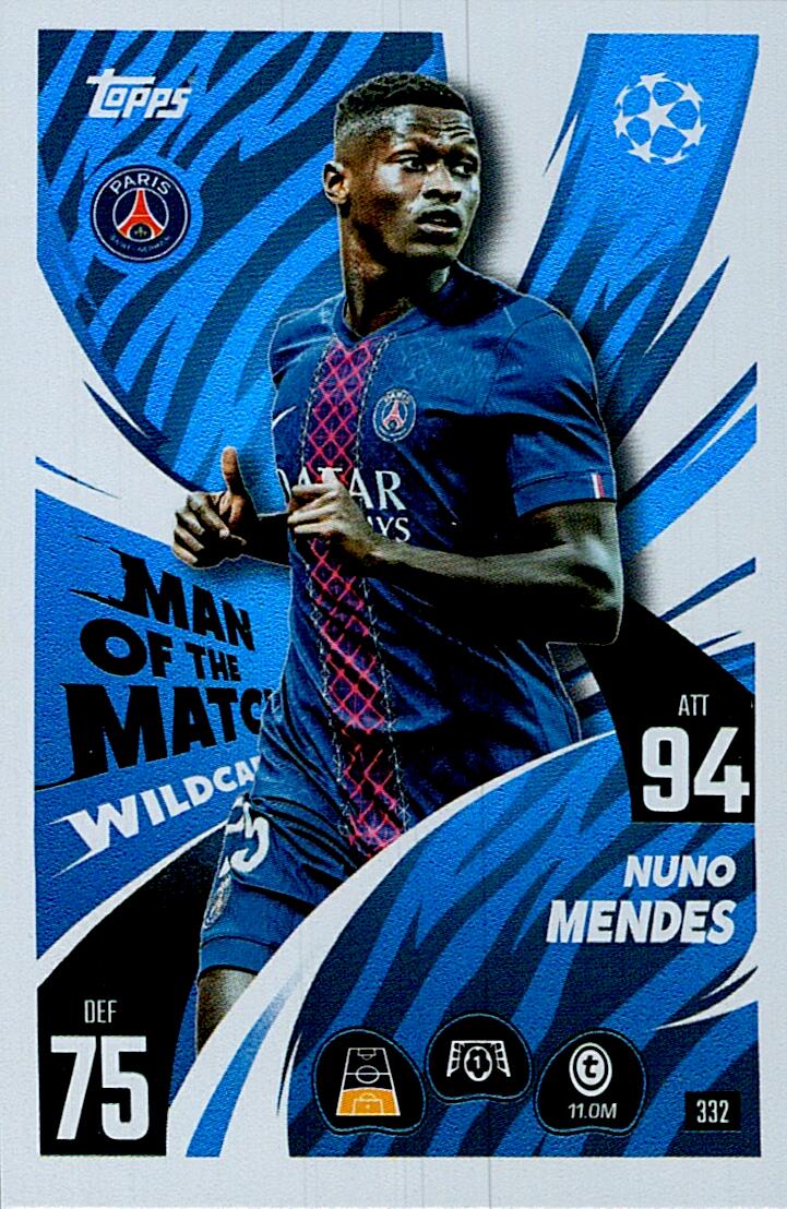 MATCH ATTAX CHAMPIONS LEAGUE 2025/2026 NUNO MENDES MAN OF THE MATCH Nº332