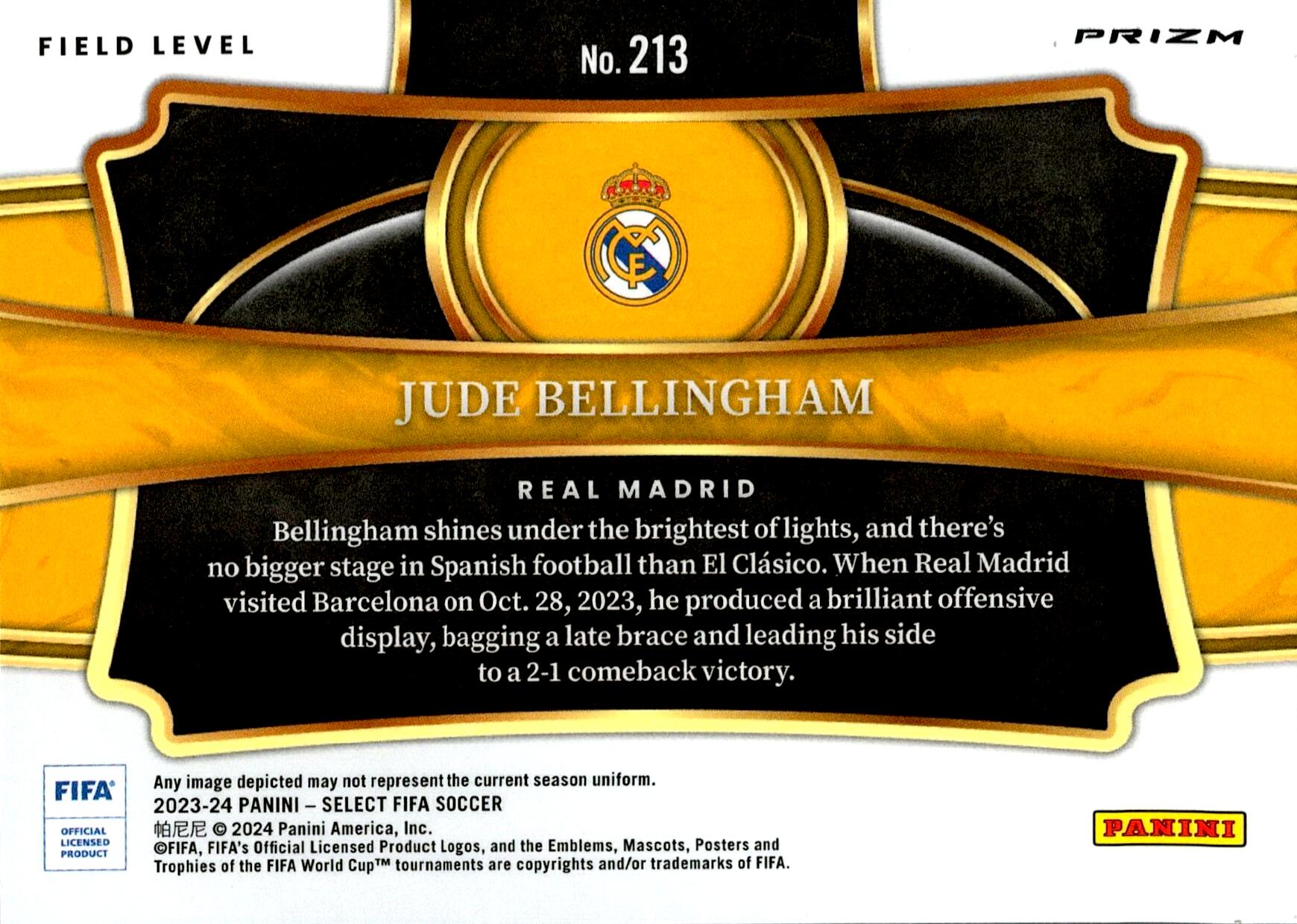 PANINI SELECT FIFA 2023/2024 BELLINGHAM RED Nº213