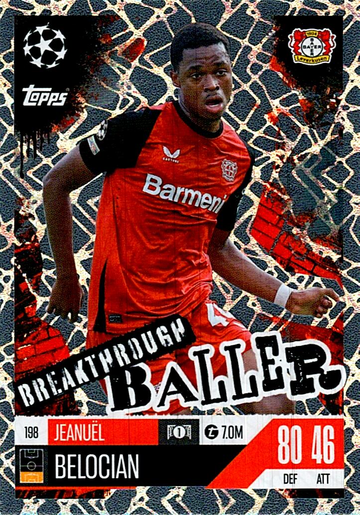 Match Attax Extra 2025 Jeanuël Belocian Breakthrough Baller nº198