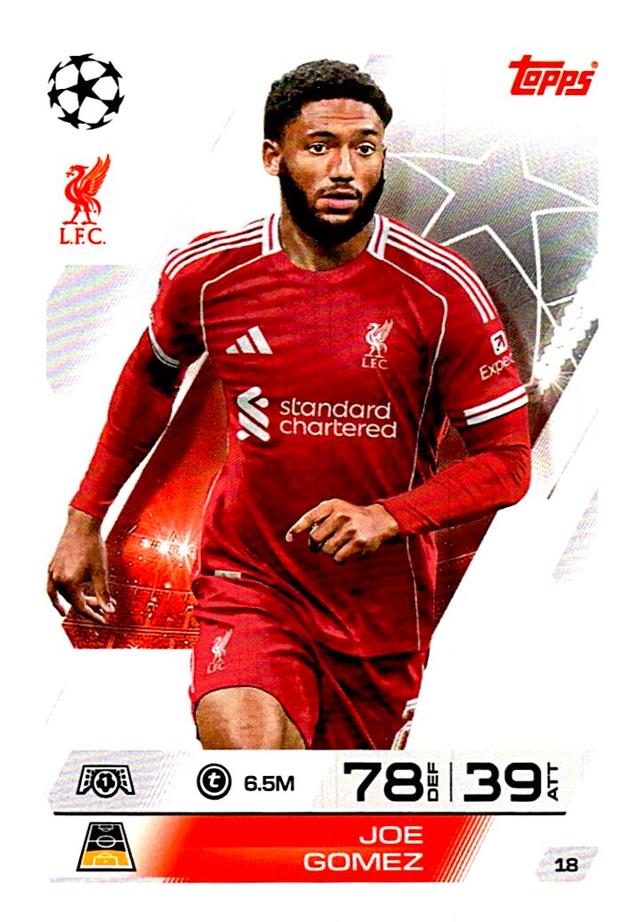 MATCH ATTAX CHAMPIONS LEAGUE 2025/2026 JOE GOMEZ Nº18