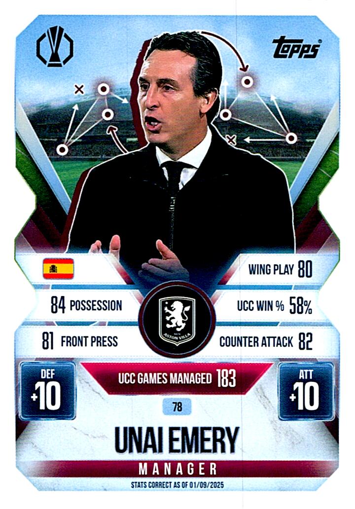 TOPPS MATCH ATTAX EXTRA 2025/26 UNAI EMERY Nº78