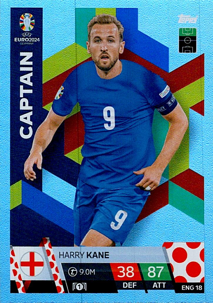 TOPPS MATCH ATTAX UEFA EURO 2024 HARRY KANE INGLATERRA NºENG18 CAPTAIN
