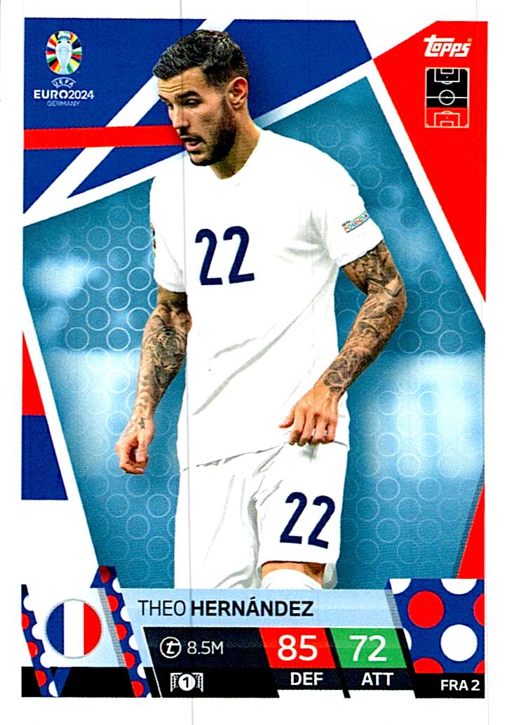 TOPPS MATCH ATTAX UEFA EURO 2024 THEO HERNANDEZ FRANCIA NºFRA2