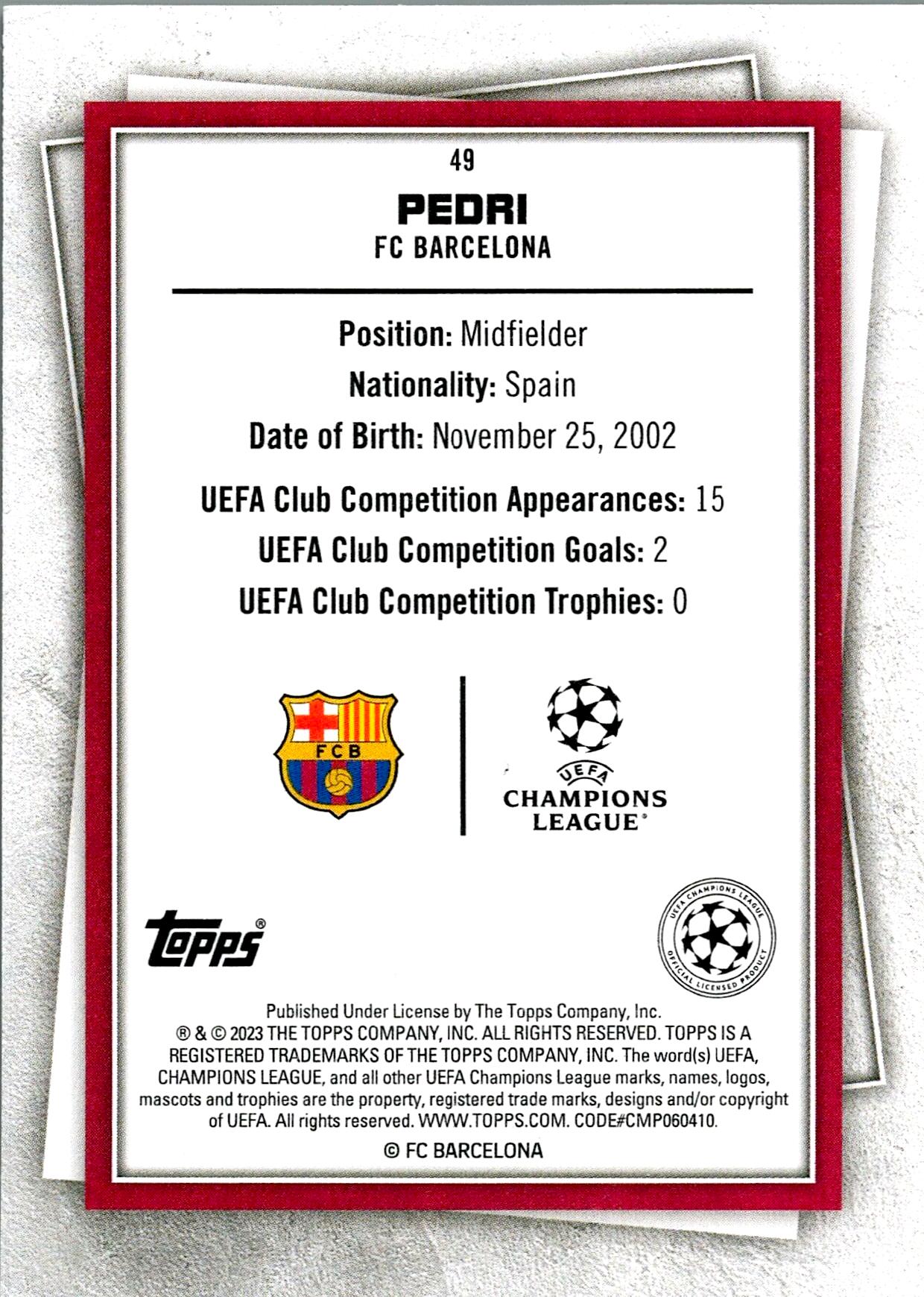 TOPPS SUPER STARS 2022/2023 PEDRI Nº49
