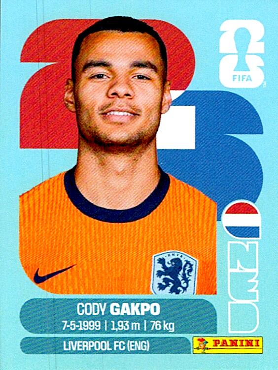 STICKERS FIFA WORLD CUP 2026 CODY GAKPO NºNED 20