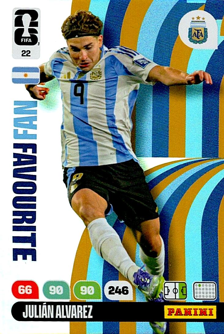 ADRENALYN WORLD CUP 2026 JULIAN ALVAREZ FANS FAVOURITE ARGENTINA Nº22