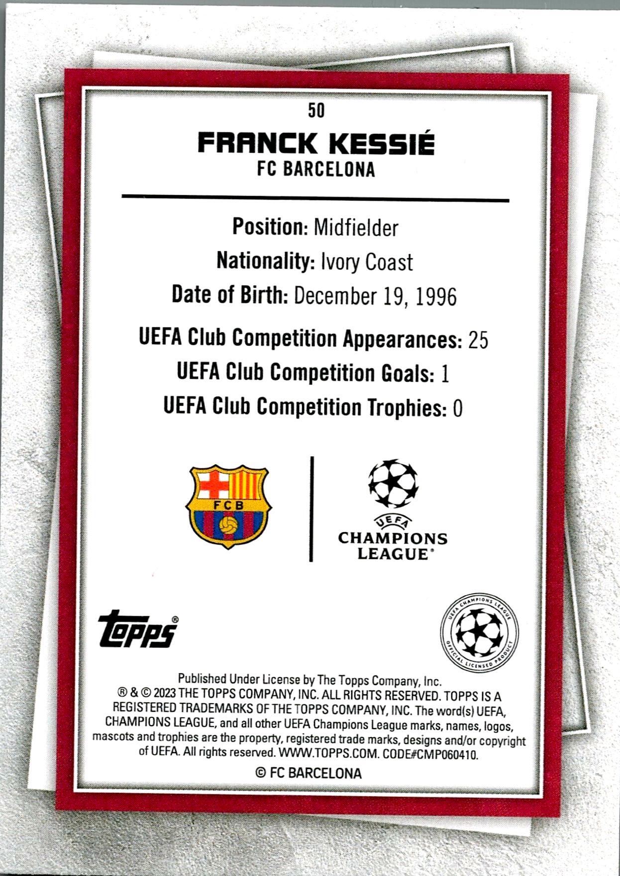 TOPPS SUPER STARS 2022/2023 FRANCK KESSIÉ Nº50
