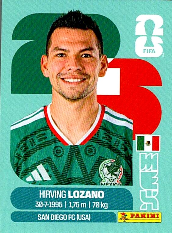 STICKERS FIFA WORLD CUP 2026 HIRVING LOZANO NºMEX 15