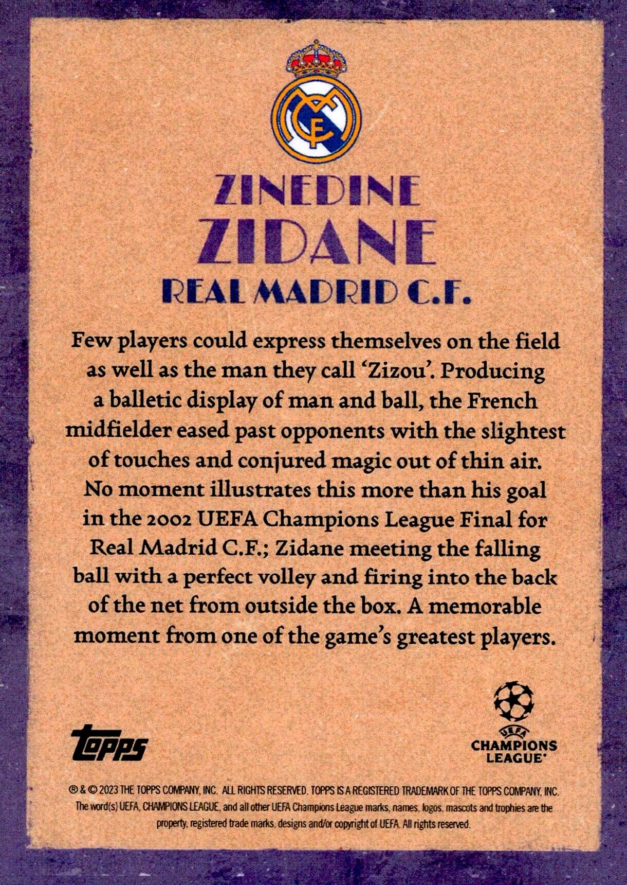TOPPS DECO 2022/2023 ZINEDINE ZIDANE