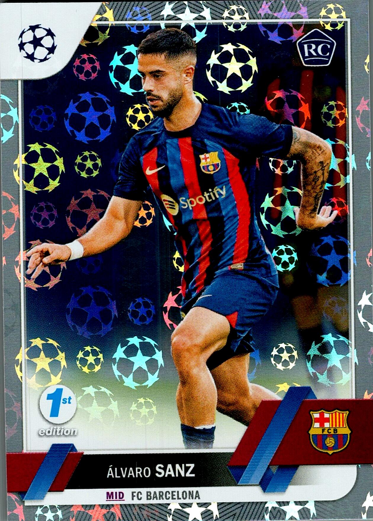 TOPPS UEFA CHAMPIONS LEAGUE 2022/2023 ALVARO SANZ STARBALL Nº67 ROOKIE 1ST