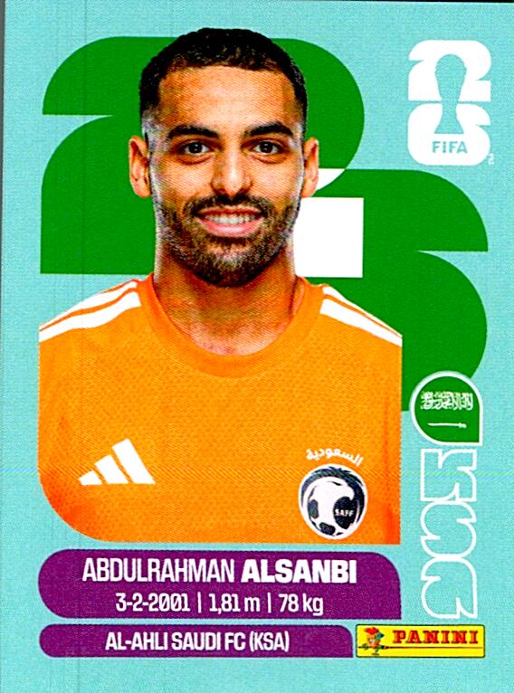 STICKERS FIFA WORLD CUP 2026 ABDULRAHMAN ALSANBI NºKSA 3