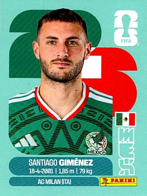 STICKERS FIFA WORLD CUP 2026 SANTIAGO GIMENEZ NºMEX 16