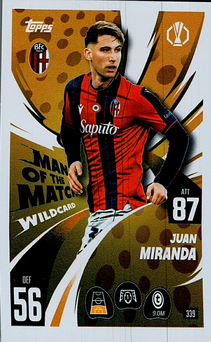 MATCH ATTAX CHAMPIONS LEAGUE 2025/2026 JUAN MIRANDA MAN OF THE MATCH Nº339