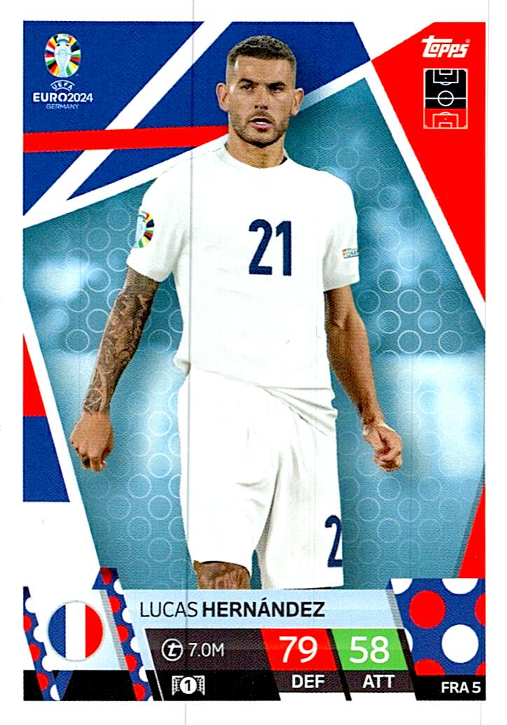 TOPPS MATCH ATTAX UEFA EURO 2024 LUCAS HERNANDEZ FRANCIA NºFRA5