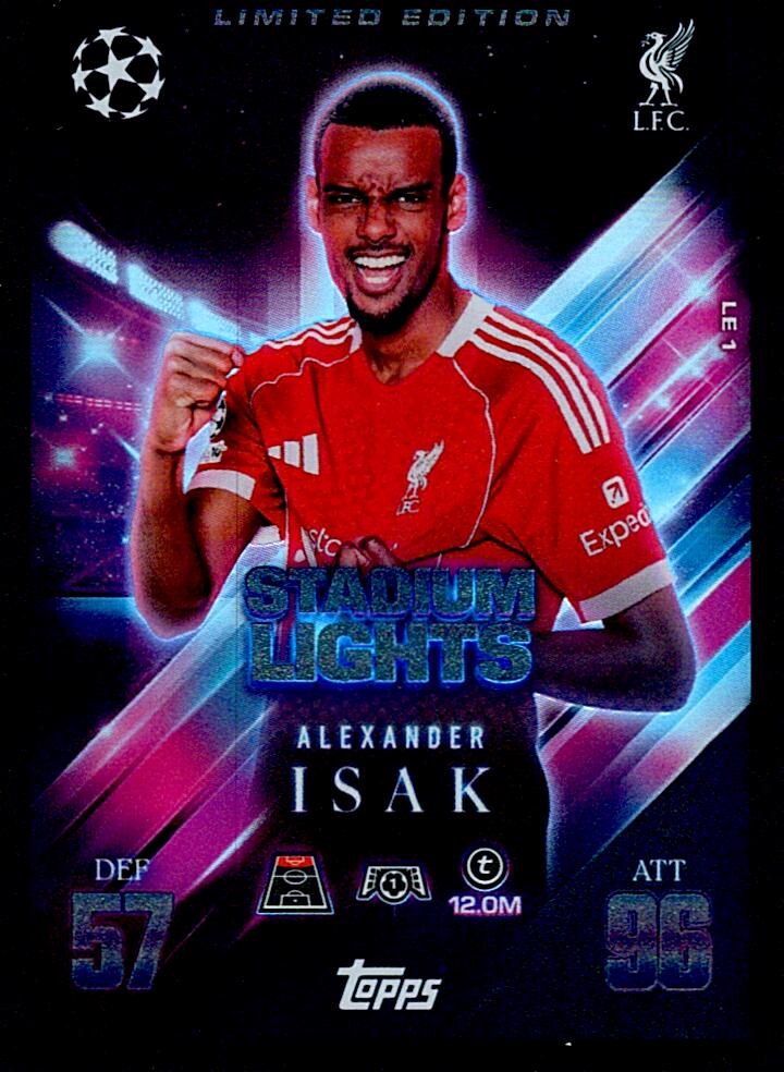 TOPPS MATCH ATTAX EXTRA 2025/26 ALEXANDER ISAK LIMITED EDITION NºLE1