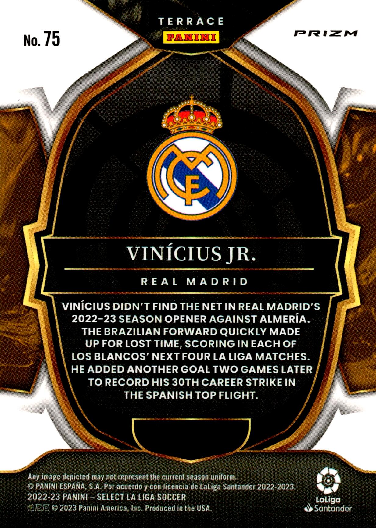 PANINI SELECT LA LIGA 2022/2023 VINICIUS JR. PURPLE PARALLEL Nº75