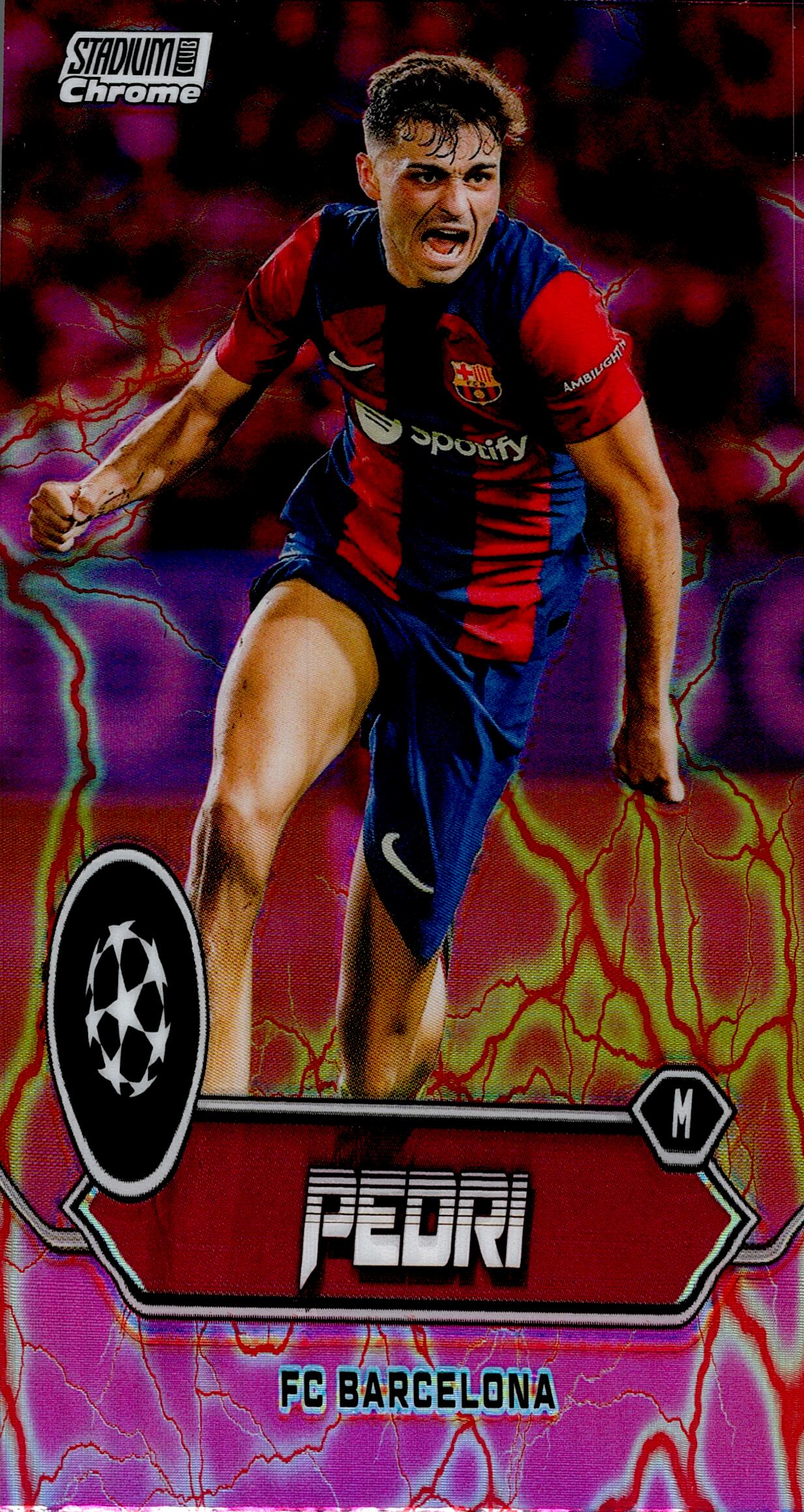 TOPPS STADIUM CHROME UCL 2023/2024 PEDRI PINK PARALLEL Nº74