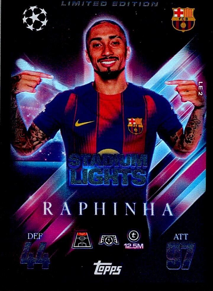 TOPPS MATCH ATTAX EXTRA 2025/26 RAPHINHA LIMITED EDITION NºLE2