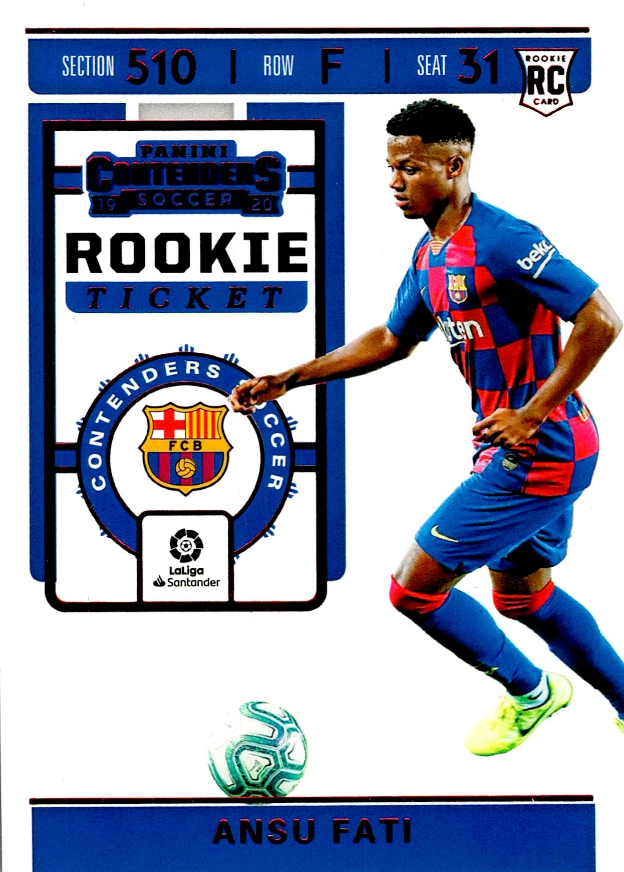 PANINI CHRONICLES 2019/2020 ANSU FATI ROOKIE TICKET NºRT-4 ROOKIE