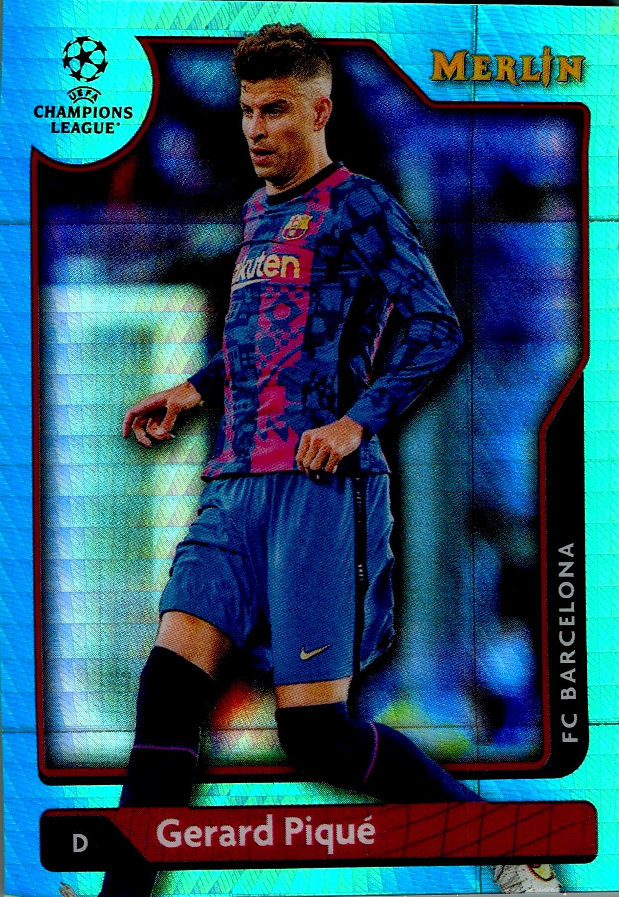 TOPPS MERLIN UCL 2021/2022 GERARD PIQUÉ BLUE PARALLEL Nº110