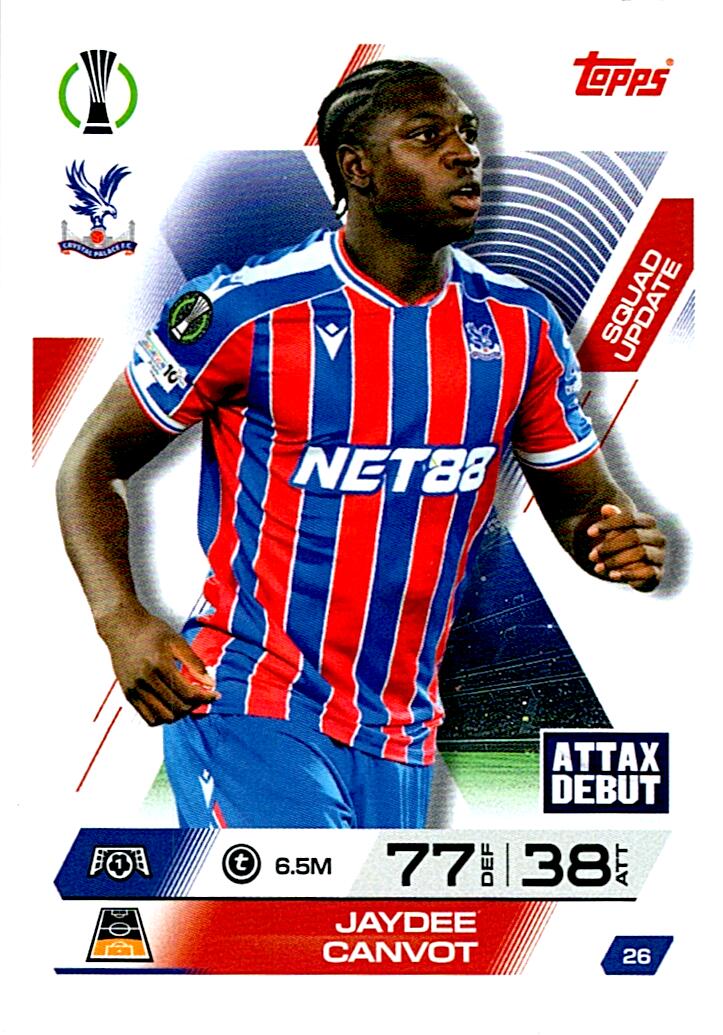 TOPPS MATCH ATTAX EXTRA 2025/26 JAYDEE CANVOT Nº26