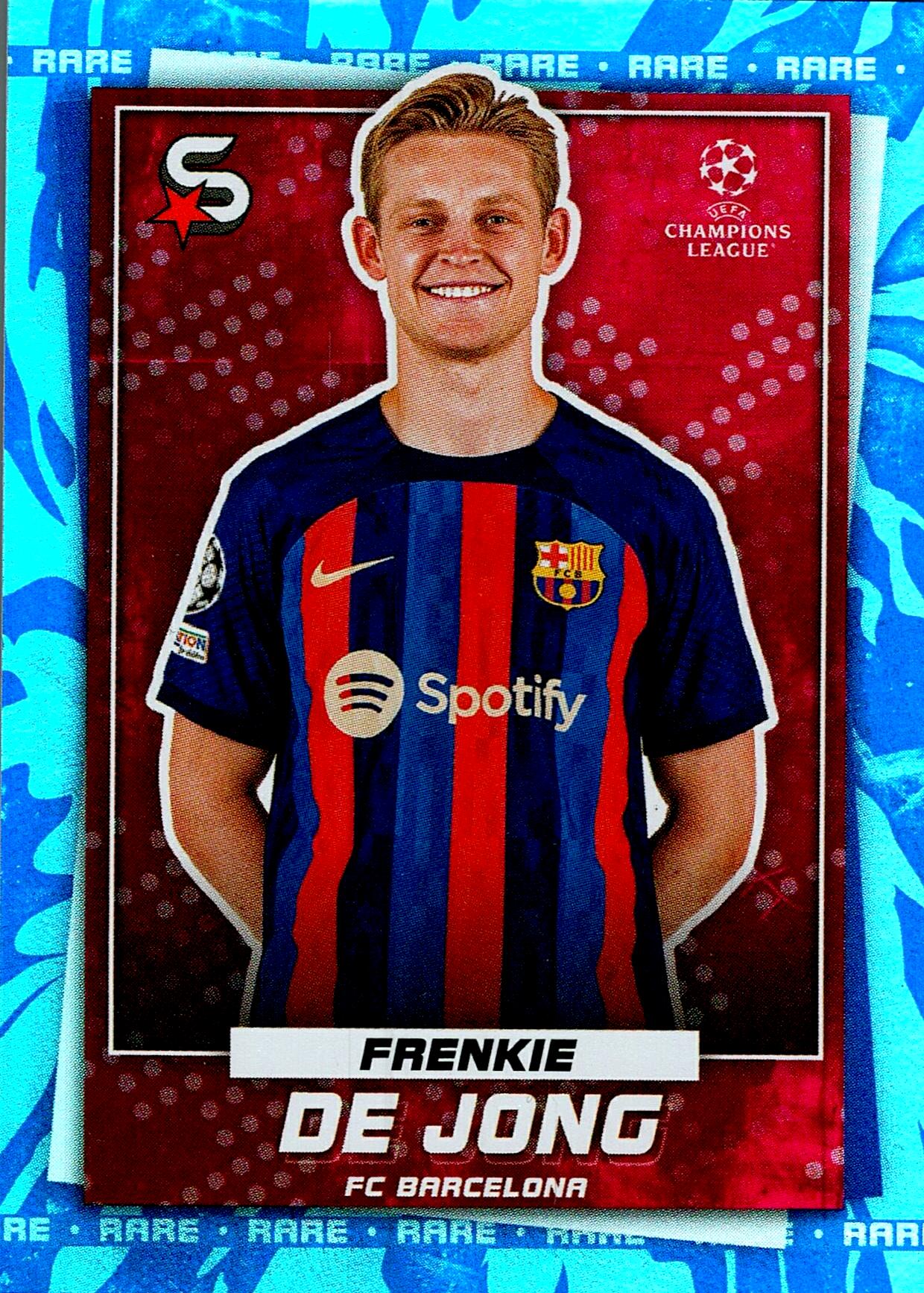 TOPPS SUPER STARS UCL 2022/2023 FRENKIE DE JONG BLUE PARALLEL Nº52