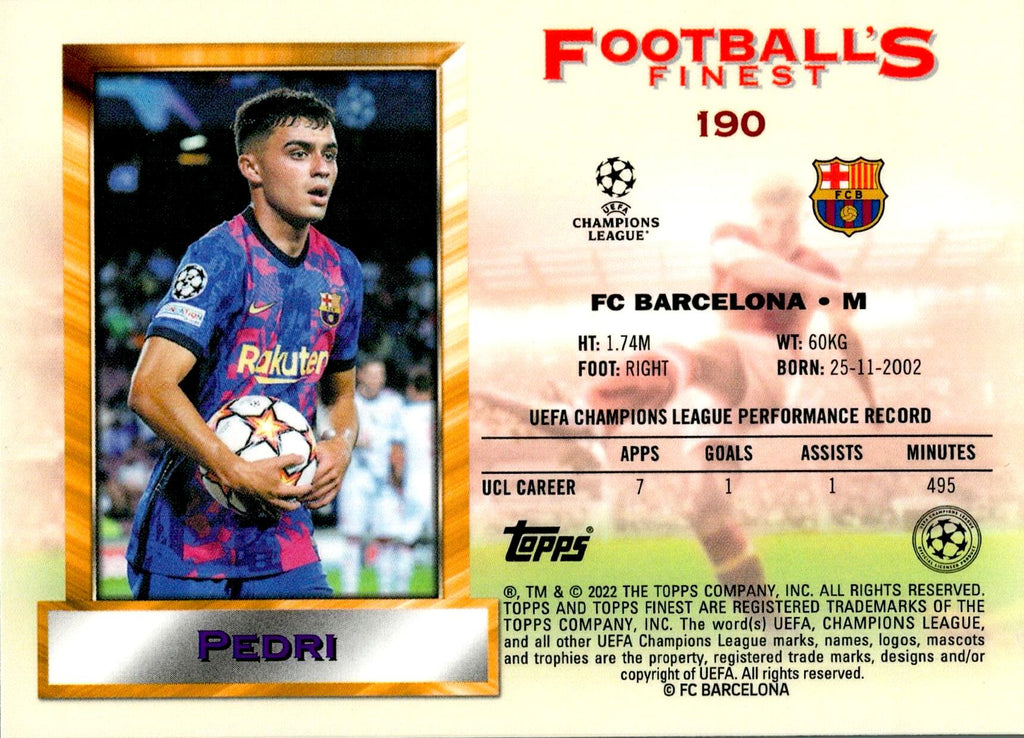 TOPPS FOOTBALL´S FINEST 2021/2022 - PEDRI Nº190 ALL STARS