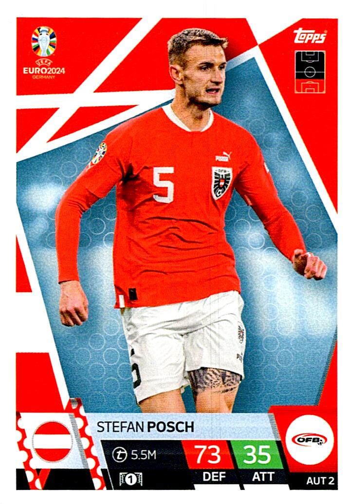 TOPPS MATCH ATTAX UEFA EURO 2024 STEFAN POSCH AUSTRIA NºAUT2