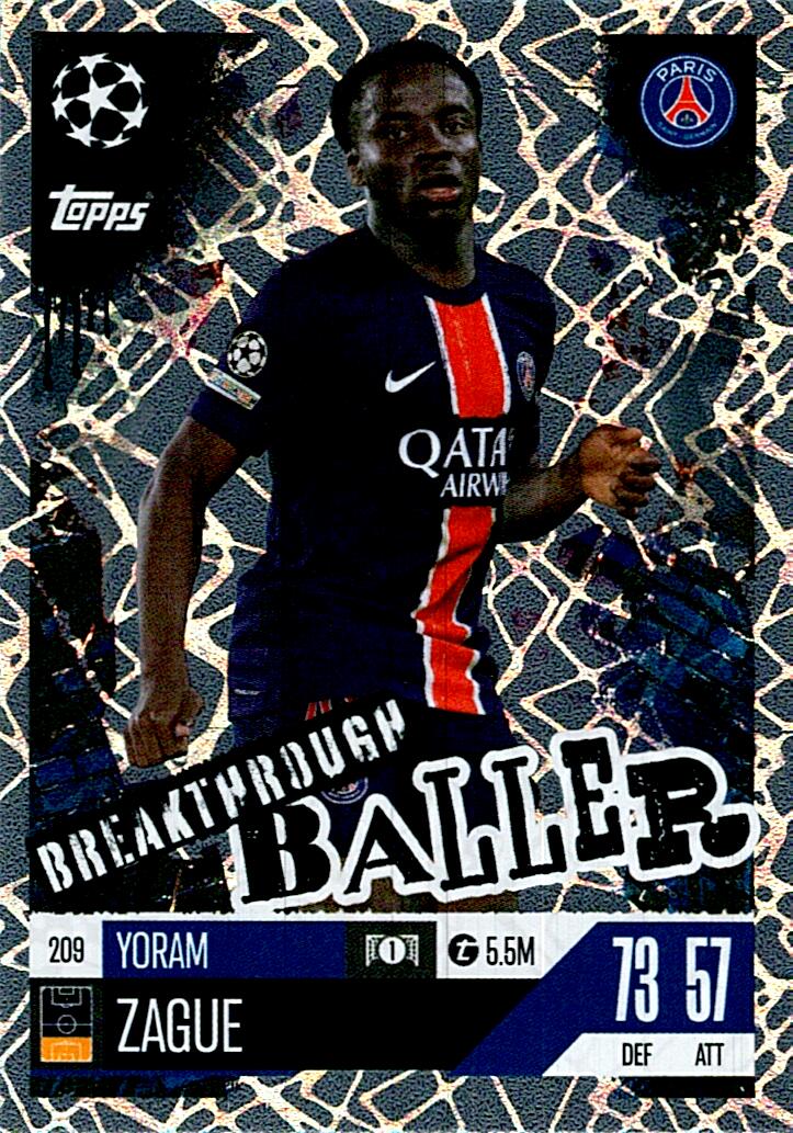 Match Attax Extra 2025 Yoram Zague Breakthrough Baller nº209