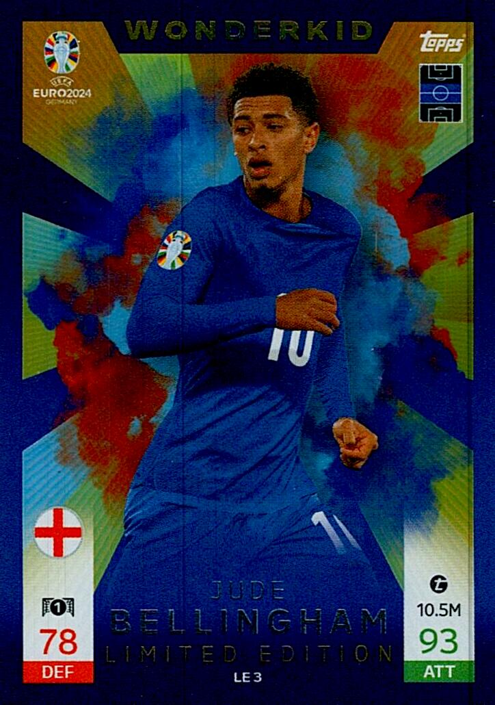 TOPPS MATCH ATTAX UEFA EURO 2024 JUDE BELLINGHAM LIMITED EDITION NºLE3
