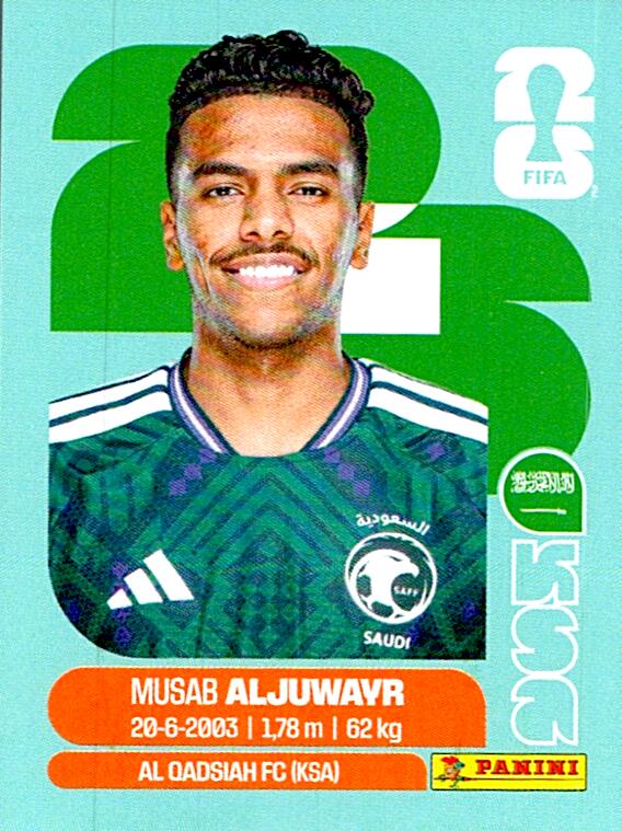 STICKERS FIFA WORLD CUP 2026 MUSAB ALJUWAYR NºKSA 9