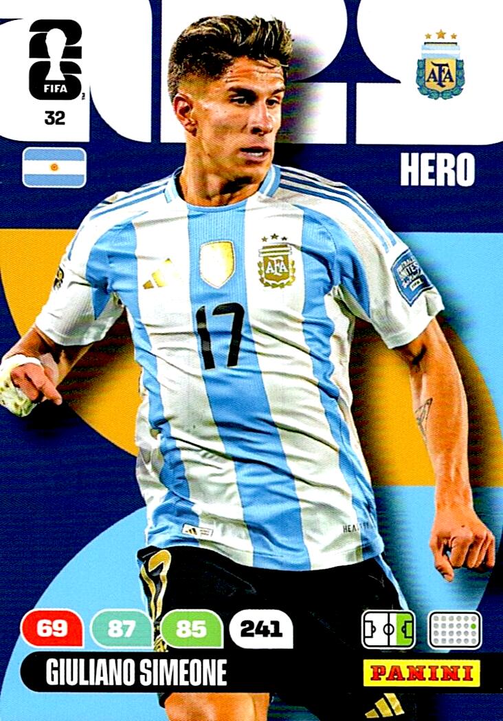 ADRENALYN WORLD CUP 2026 GIULIANO SIMEONE ARGENTINA Nº32