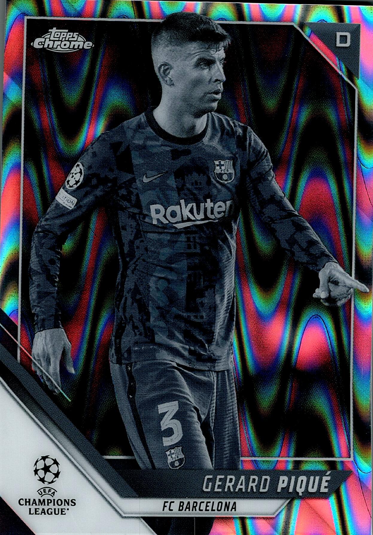 TOPPS CHROME UCL 2021/2022 GERARD PIQUÉ BLACK AND WHITE Nº166