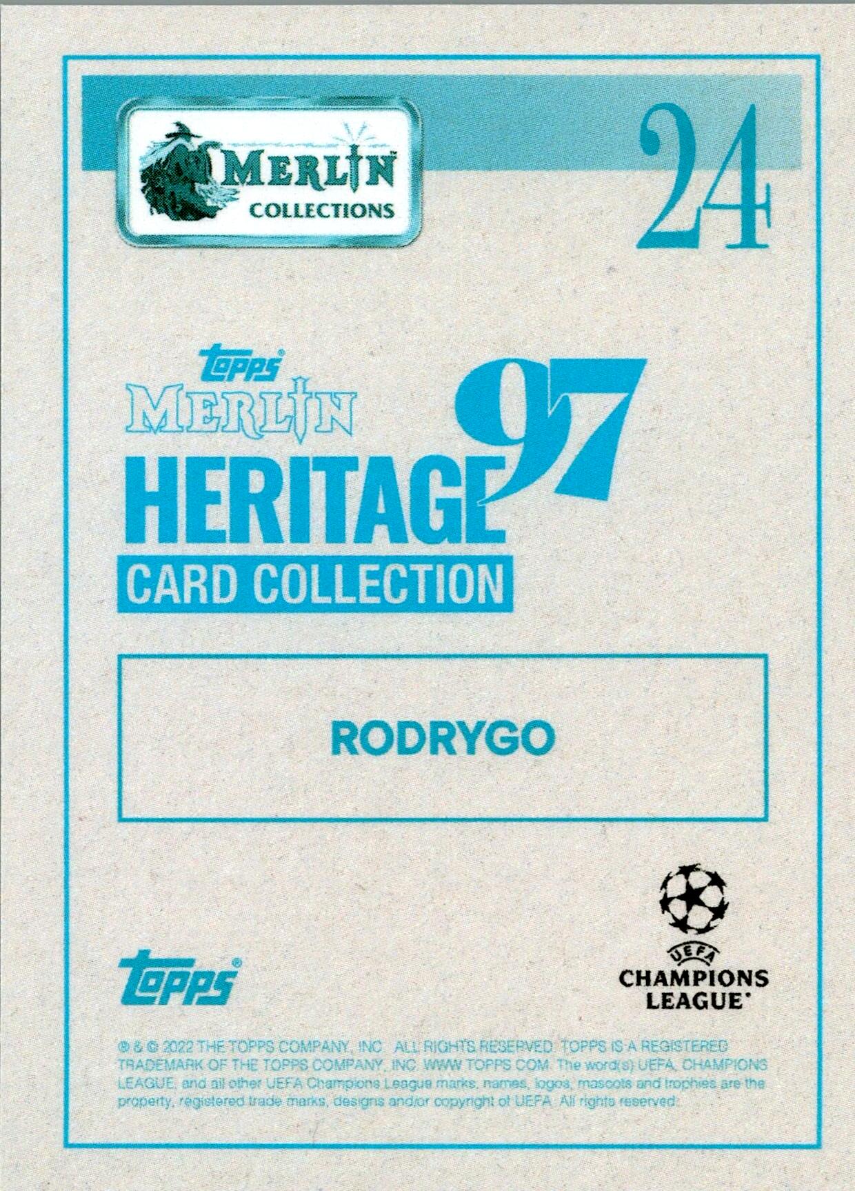 TOPPS MERLIN HERITAGE 97 2021/2022 RODRYGO Nº24