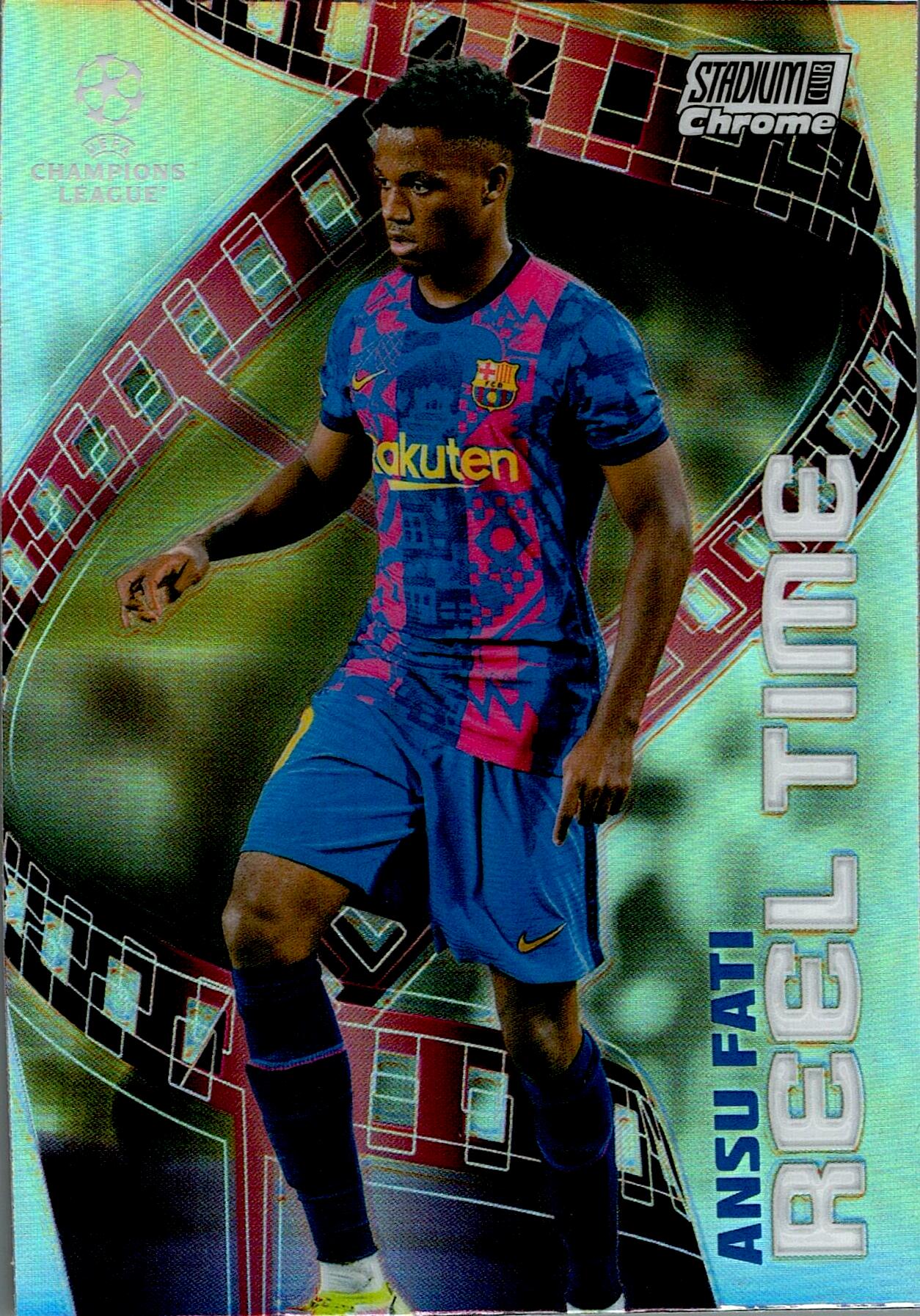 TOPPS STADIUM CHROME UCL 2021/2022 ANSU FATI REEL TIME NºRT-AF