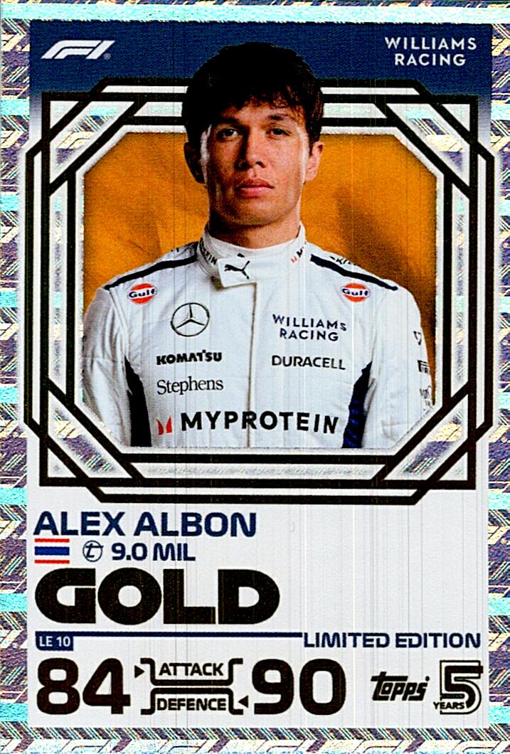 TOPPS TURBO ATTAX 2024 ALEX ALBON GOLD LE10