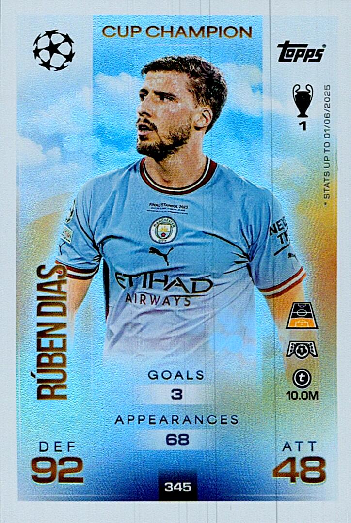 MATCH ATTAX CHAMPIONS LEAGUE 2025/2026 RUBEN DIAS CUP CHAMPION Nº345