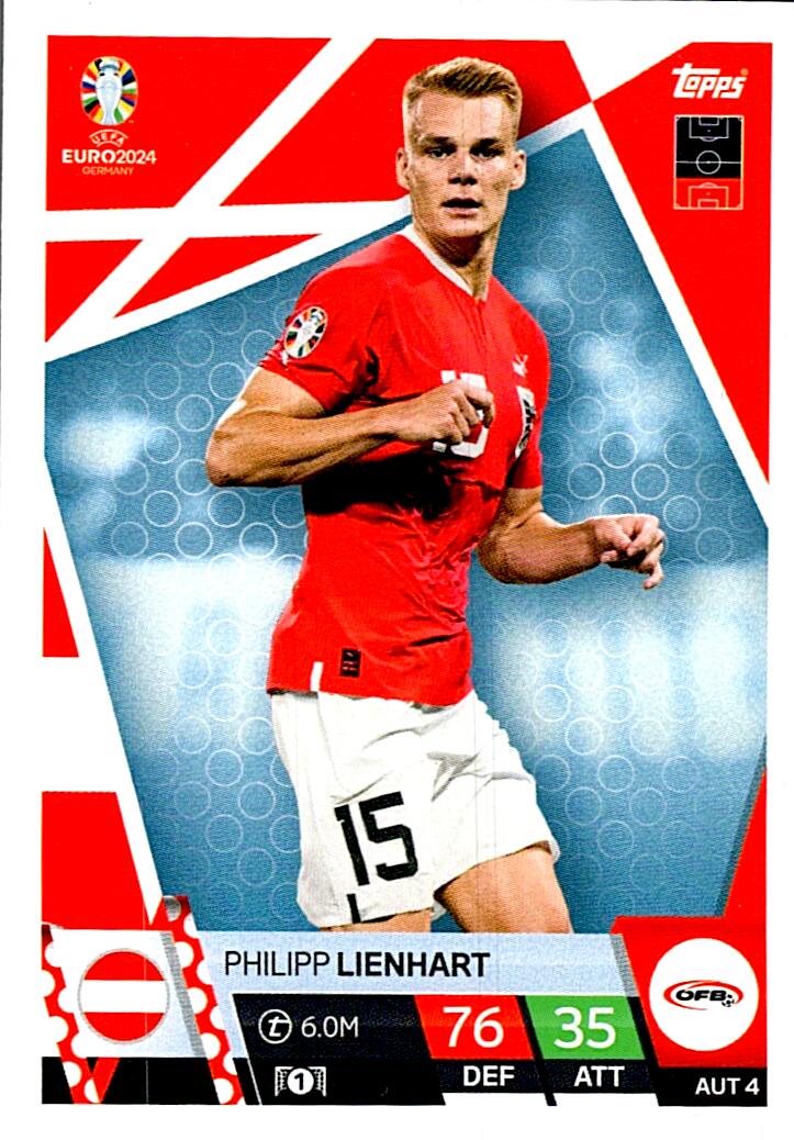 TOPPS MATCH ATTAX UEFA EURO 2024 PHILLIPP LIENHART AUSTRIA NºAUT4