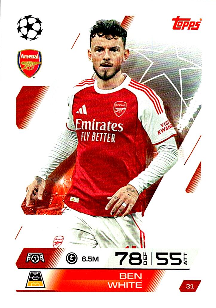 MATCH ATTAX CHAMPIONS LEAGUE 2025/2026 BEN WHITE Nº31