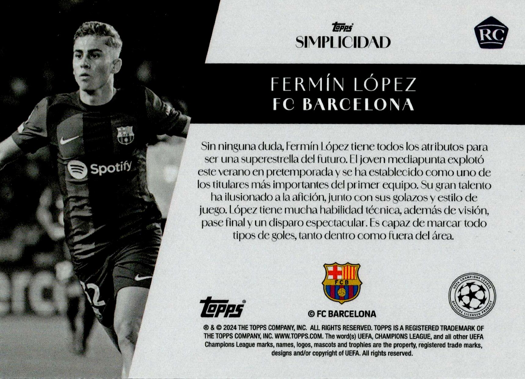 TOPPS SIMPLICIDAD 2023/2024 FERMIN LÓPEZ ROOKIE